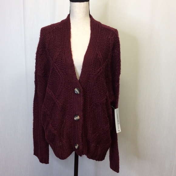 rag supply Sweaters - Rag Supply Oversized Cardigan Burgundy L